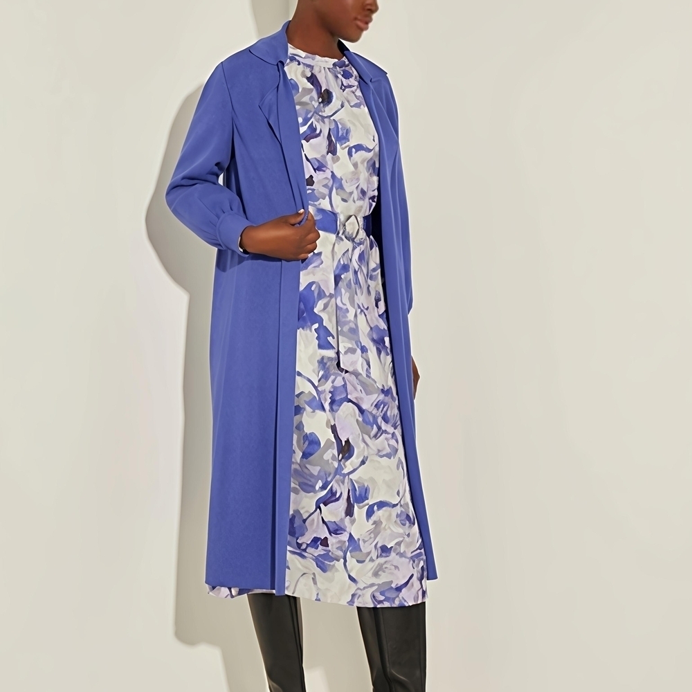 MISOOK Textured Relaxed Ribbed Recycled Knit Duster Cardigan In Blue Size Small